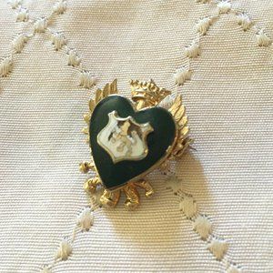 Coro English Heraldic Rampant Lion Pin Signed Damaged